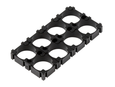 Suporte para 8 baterias 18650, configura&ccedil;&atilde;o 2 x 4, furo de 18,5 mm - Imagem 1