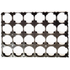 Suporte 4 x 6 para c&eacute;lulas 18650 com di&acirc;metro de furo 18,5 mm