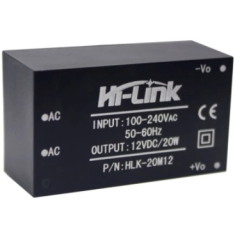 M&oacute;dulo fonte AC-DC HLK-20M12 220V para 12V, conversor de tens&atilde;o