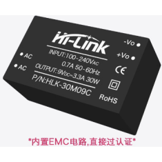 M&oacute;dulo Fonte AC-DC HLK-30M09C 220V para 9V