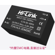 M&oacute;dulo Fonte AC-DC HLK-30M09C 220V para 9V