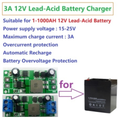 DD30CRTA Conversor DC-DC Carregador para Bateria de Chumbo-&Aacute;cido 12V 3A, M&oacute;dulo UPS/Solar 1&ndash;10000AH
