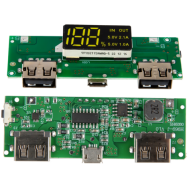 M&oacute;dulo conversor boost DC-DC e carregador para bateria 18650 5V 1A/2A com display digital em barra e dupla sa&iacute;da USB