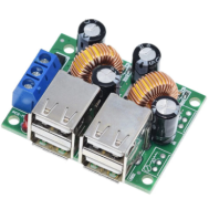 Conversor DC-DC Step-down A5268, 4 portas USB, entrada DC 12/24/40V, sa&iacute;da 5V 5A
