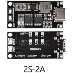 M&oacute;dulo conversor DC-DC boost e carregador 18650 pol&iacute;mero de &iacute;on-l&iacute;tio Type-C 2S 8,4V 2A
