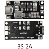 M&oacute;dulo Booster e Carregador 3S 12,6V 2A para 18650 Li-ion com entrada Type-C