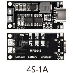 M&oacute;dulo conversor DC-DC boost e carregador Type-C 4S 16,8V 1A para 18650 Li-Pol&iacute;mero