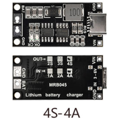 M&oacute;dulo carregador/booster Type-C para 4S (16,8 V, 4 A) para c&eacute;lulas 18650 Li-ion/LiPo
