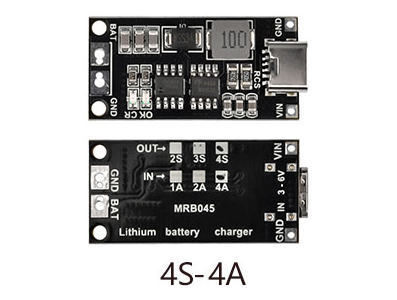 M&oacute;dulo carregador/booster Type-C para 4S (16,8 V, 4 A) para c&eacute;lulas 18650 Li-ion/LiPo - Imagem 1