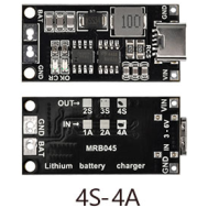 M&oacute;dulo carregador/booster Type-C para 4S (16,8 V, 4 A) para c&eacute;lulas 18650 Li-ion/LiPo