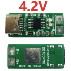 M&oacute;dulo carregador para bateria de l&iacute;tio 4,2V 1A com entrada Tipo C (Conversor DC-DC)