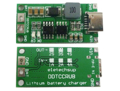 M&oacute;dulo carregador de bateria de l&iacute;tio 2S 8.4V 2A para 18650 com entrada Type-C (Conversor DC-DC) - Imagem 1
