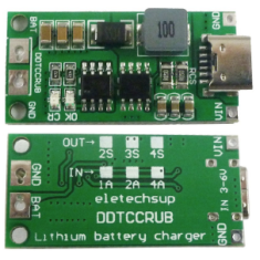 M&oacute;dulo Carregador 2S 8,4V 4A para Baterias 18650, Entrada Type-C