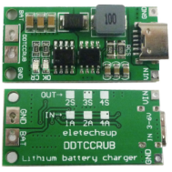 M&oacute;dulo carregador e conversor DC-DC 4S 16,8V 1A para baterias 18650 com Type-C