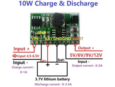 Conversor DC-DC Boost 10W para carga e descarga, sa&iacute;da 9V - Imagem 1
