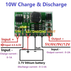 M&oacute;dulo conversor DC-DC Boost 10W para carga e descarga, sa&iacute;da 12V