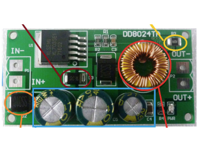 M&oacute;dulo conversor DC-DC buck com entrada 10-80 V e sa&iacute;da 12 V - Imagem 1