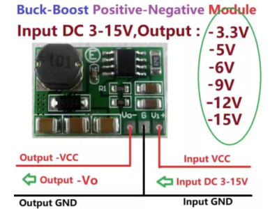 M&oacute;dulo conversor DC-DC Buck de 3 a 15 V para -3,3 V (sa&iacute;da negativa) - Imagem 1