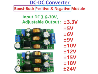 M&oacute;dulo conversor DC-DC Boost e Buck, entrada 3,6 a 30 V, sa&iacute;da ajust&aacute;vel &plusmn;3 a 30 V positivo e negativo - Imagem 1