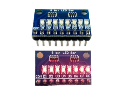 M&oacute;dulo indicador LED DM41A08, 8 bits, &acirc;nodo comum, vermelho, 3,3V/5V - Imagem 1