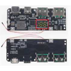 M&oacute;dulo DC-DC 5 portas com carregamento r&aacute;pido bidirecional QC4+ PD3.0 22,5W e display LED digital