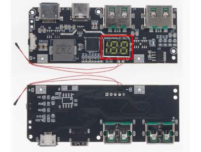 M&oacute;dulo DC-DC 5 portas com carregamento r&aacute;pido bidirecional QC4+ PD3.0 22,5W e display LED digital - Imagem 1