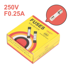 Fus&iacute;vel de vidro 5 x 20 mm, r&aacute;pido 0,25 A 250 V, 100 unidades