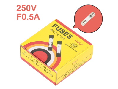 Fus&iacute;veis de vidro 5 x 20 mm 0,5 A 250 V de a&ccedil;&atilde;o r&aacute;pida, 100 unidades por caixa - Imagem 1