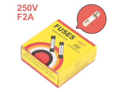 Fus&iacute;veis de vidro 5 x 20 mm, a&ccedil;&atilde;o r&aacute;pida, 2 A, 250 V, 100 unidades/caixa - Imagem 1