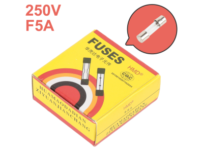 Fus&iacute;veis de vidro 5x20 mm de a&ccedil;&atilde;o r&aacute;pida 5 A 250 V 100 unidades por caixa - Imagem 1