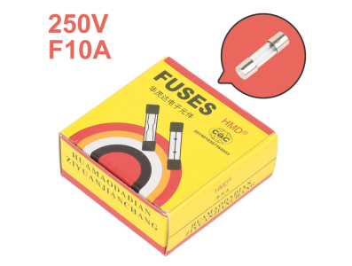 Fus&iacute;veis de vidro 5x20 mm, fus&atilde;o r&aacute;pida, 10 A 250 V, caixa com 100 unidades - Imagem 1