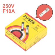 Fus&iacute;veis de vidro 5x20 mm, fus&atilde;o r&aacute;pida, 10 A 250 V, caixa com 100 unidades