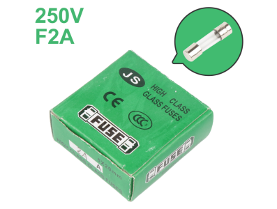 Fus&iacute;vel de vidro 5 x 20 mm, a&ccedil;&atilde;o r&aacute;pida, 2 A 250 V, 100 unidades/caixa - Imagem 1