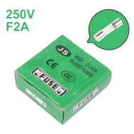 Fus&iacute;vel de vidro 5 x 20 mm, a&ccedil;&atilde;o r&aacute;pida, 2 A 250 V, 100 unidades/caixa