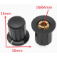 Knob para potenci&ocirc;metro KYP16-16-4J preto, furo 4 mm, para WXD3-13-2W - Thumb - 1
