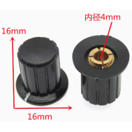 Knob para potenci&ocirc;metro KYP16-16-4J preto, furo 4 mm, para WXD3-13-2W