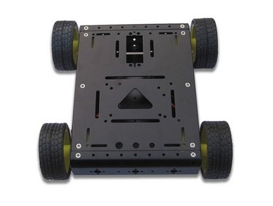 Chassi rob&oacute;tico tipo tanque em metal preto para carro inteligente - Imagem 5