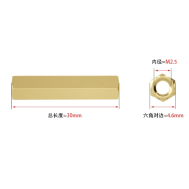 Espiga hexagonal dupla em cobre M2,5 x 30 mm