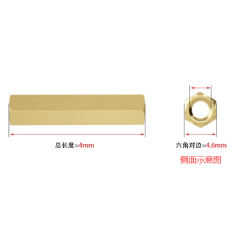 Espa&ccedil;ador hexagonal duplo em cobre M3 x 4 mm