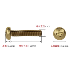 Parafuso de lat&atilde;o M3 x 10 mm cabe&ccedil;a pan cruzada (Phillips)