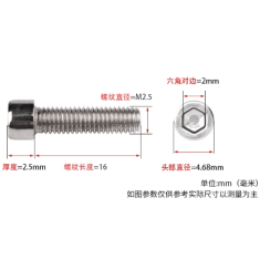 Parafuso de cabe&ccedil;a cil&iacute;ndrica com soquete hexagonal M2,5 x 16 mm em a&ccedil;o inox 201