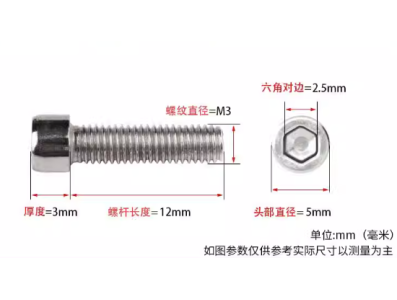 Parafuso M3 x 12 mm cabe&ccedil;a cil&iacute;ndrica com soquete hexagonal, A&ccedil;o inox 201 - Imagem 1
