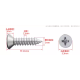 Parafuso autoatarraxante M3 x 16 mm A&ccedil;o inox 304 cabe&ccedil;a avellanada entalhada em cruz - Thumb - 1