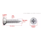 Parafuso autoatarraxante M3 x 20 mm, cabe&ccedil;a escareada com fenda cruzada, a&ccedil;o inox 304 - Thumb - 1