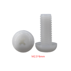 Parafuso Phillips cabe&ccedil;a pan de nylon branco M2,5 x 6 mm