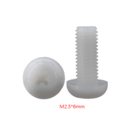 Parafuso Phillips cabe&ccedil;a pan de nylon branco M2,5 x 6 mm