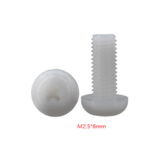 Parafuso M2,5 x 8 mm em nylon branco, cabe&ccedil;a pan Phillips