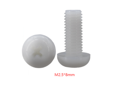 Parafuso M2,5 x 8 mm em nylon branco, cabe&ccedil;a pan Phillips - Imagem 1