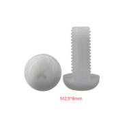 Parafuso M2,5 x 8 mm em nylon branco, cabe&ccedil;a pan Phillips