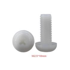 Parafuso de nylon M2,5 x 10 mm cabe&ccedil;a pan Phillips branco
